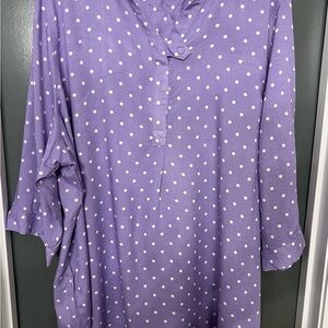 Woman Within Lavender polka dot tunic Blouse with White Dots size 1x (22/24)